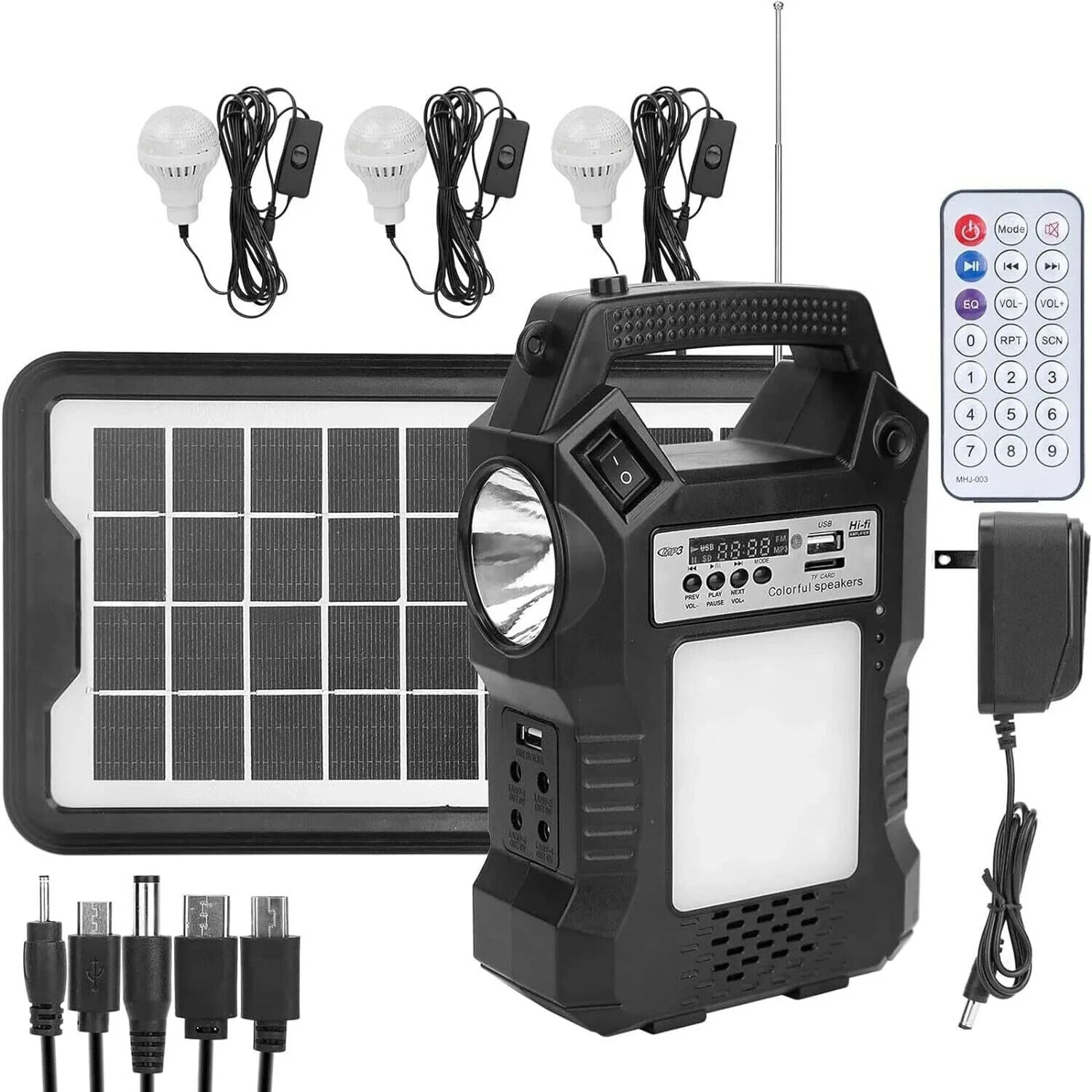 Camping Portable Solar Power Station Rechargeable Power Bank with Flashlight