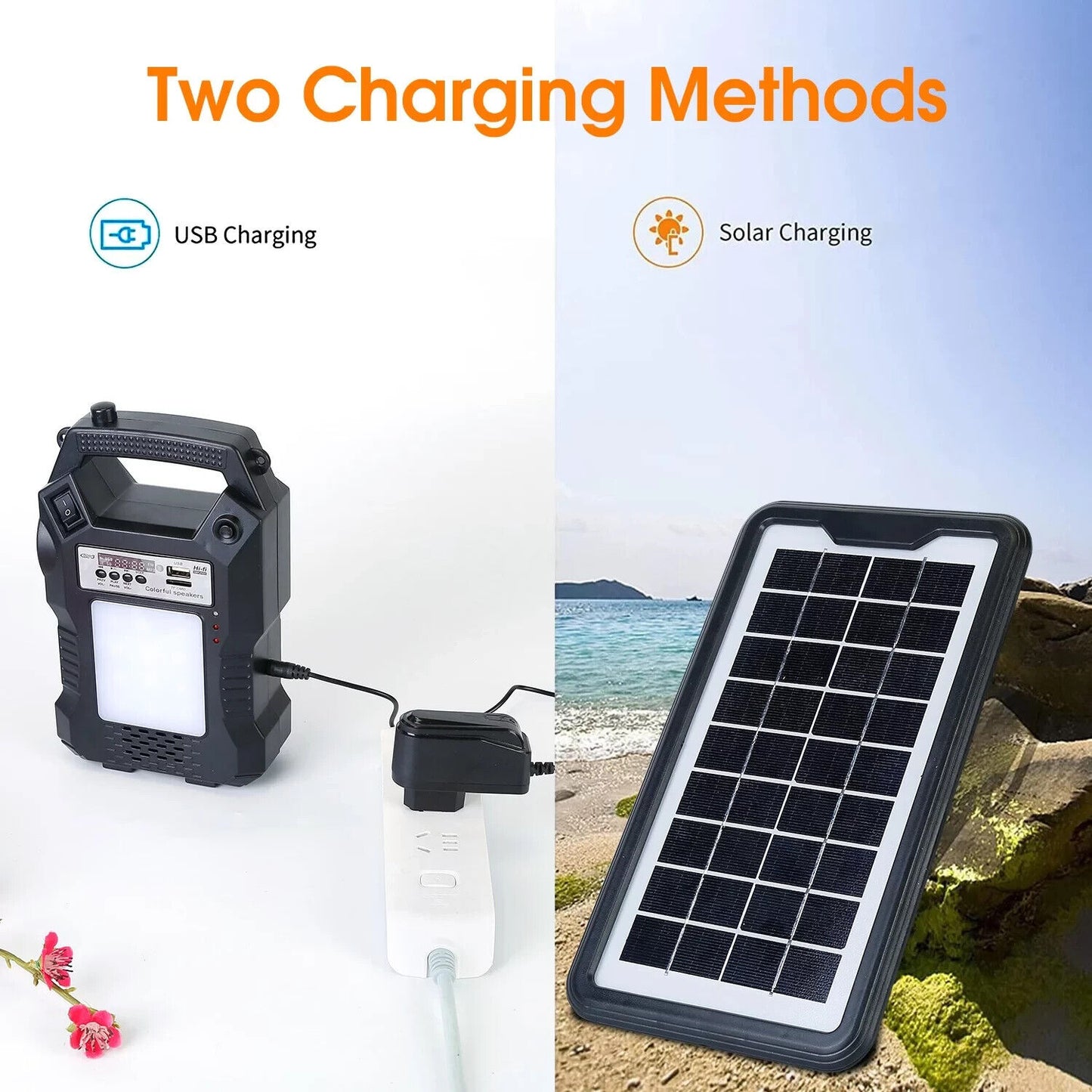 Camping Portable Solar Power Station Rechargeable Power Bank with Flashlight