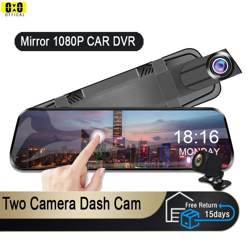 Mirror Camera for Car Touch Screen Video Recorder Rearview Mirror Dash Cam Front and Rear Camera Mirror DVR Black Box