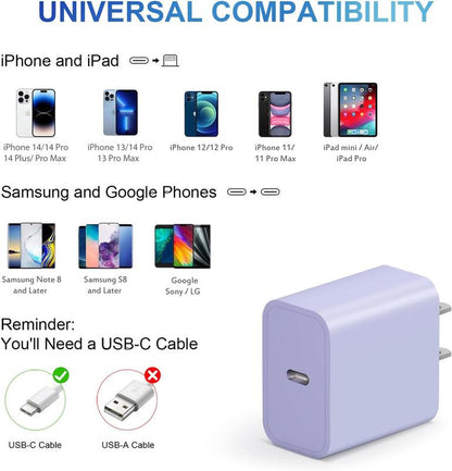 20W Iphone USB C Wall Charger with 6FT Super Fast Charger Cable Compatible with Iphone14/13/12/11/Xs/X,Ipad