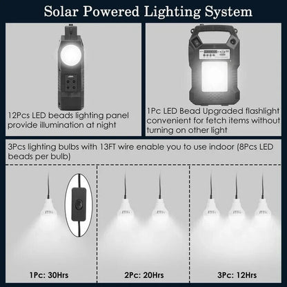 Camping Portable Solar Power Station Rechargeable Power Bank with Flashlight