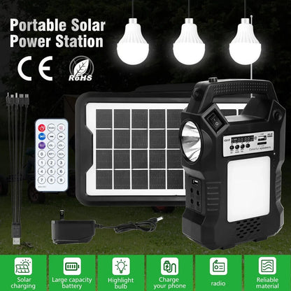 Camping Portable Solar Power Station Rechargeable Power Bank with Flashlight