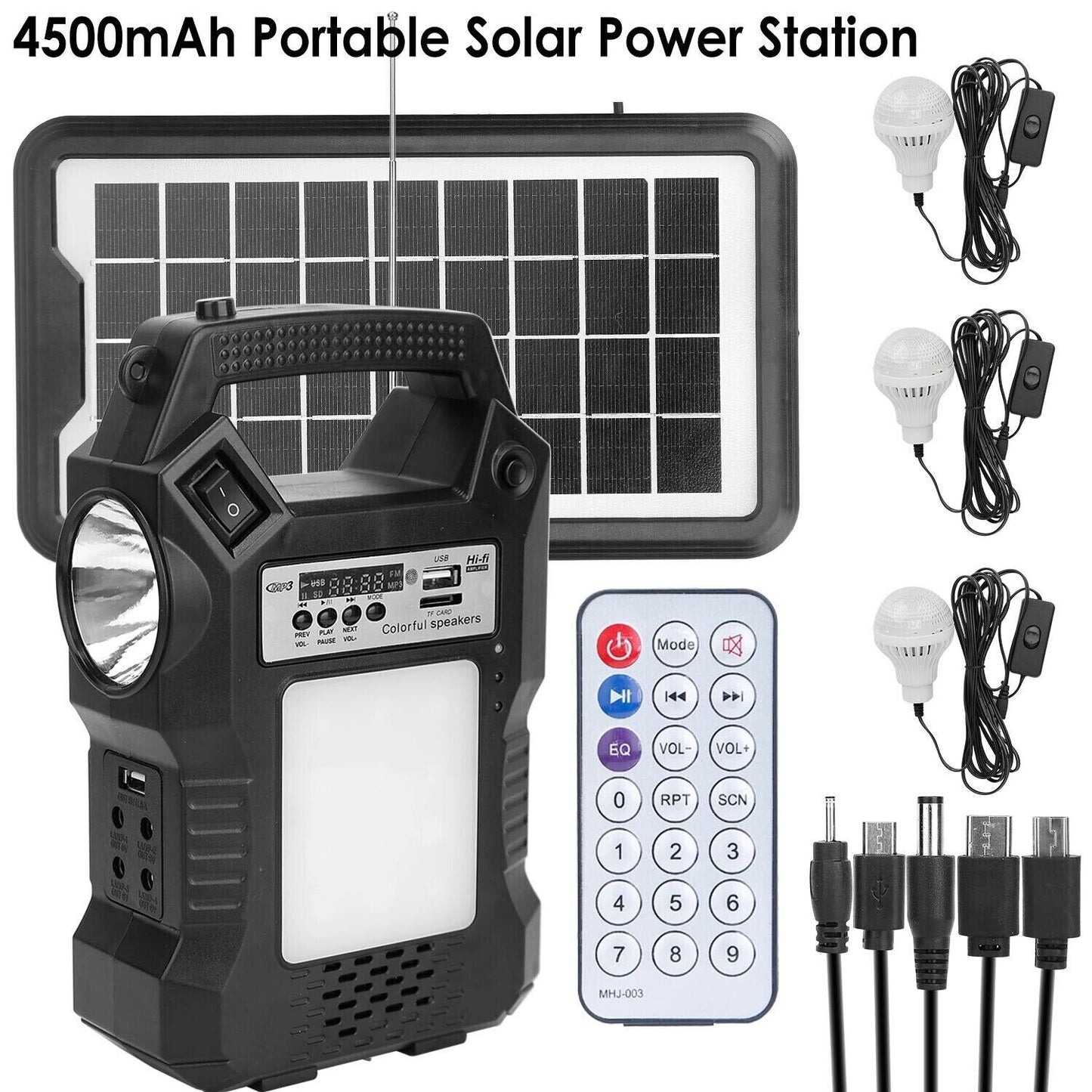 Camping Portable Solar Power Station Rechargeable Power Bank with Flashlight