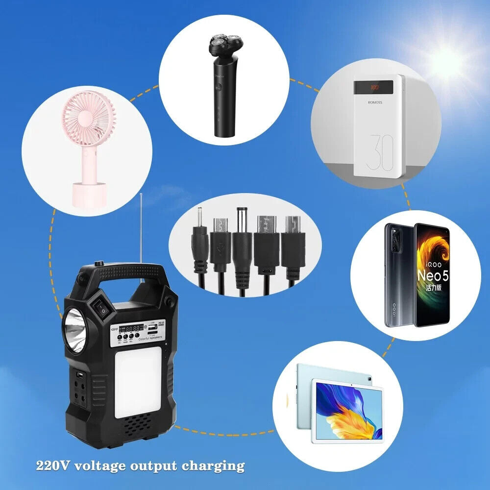 Camping Portable Solar Power Station Rechargeable Power Bank with Flashlight