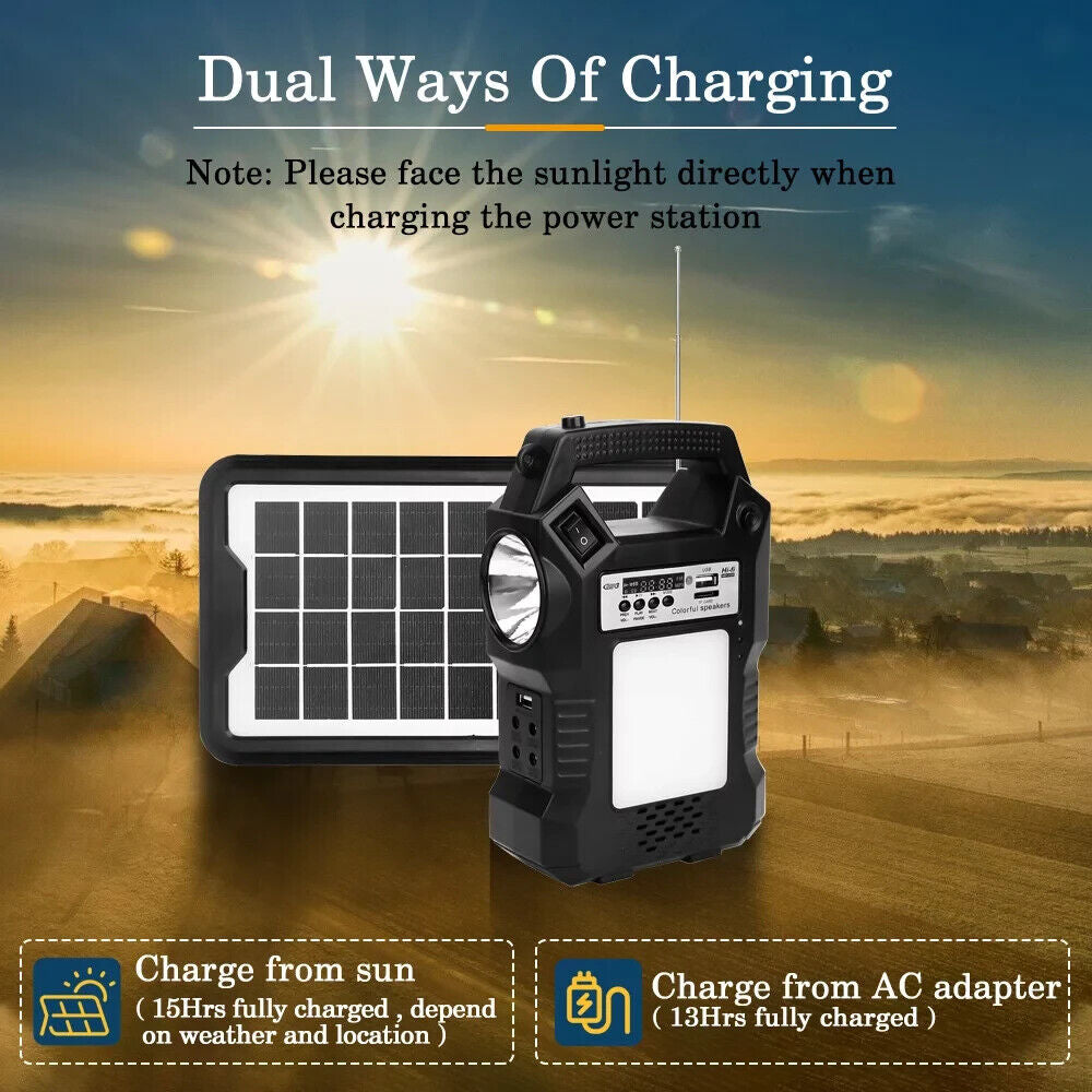 Camping Portable Solar Power Station Rechargeable Power Bank with Flashlight