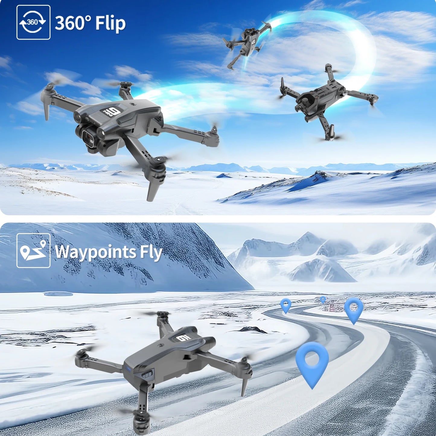 Unleash Your Inner Pilot with Our Foldable Drone! 🚁✨ 1080P HD Camera, 360° Flips & Waypoint Flight - Perfect for All Ages! Includes 2 Batteries! 🛩️💥